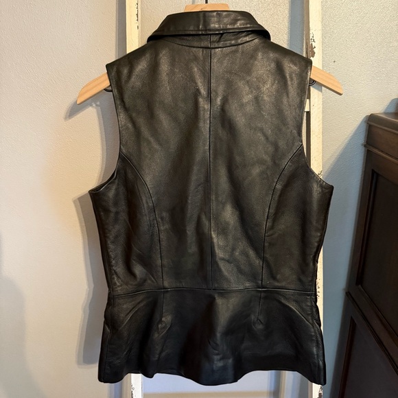 Vintage Margaret Godfrey Black Leather Sleeveless Jacket Vest Size 8 Women - Picture 3 of 10